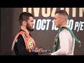 ARTUR BETERBIEV GIVES OLEKSANDR GVOZDYK AN ICE COLD STARE DURING PRESS CONFERENCE FACE OFF