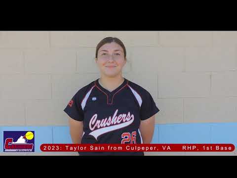2023 Taylor Sain 5’10” 🥎 RHP and 1st Base - 3.6GPA - Softball Skills Video - Virginia Crushers