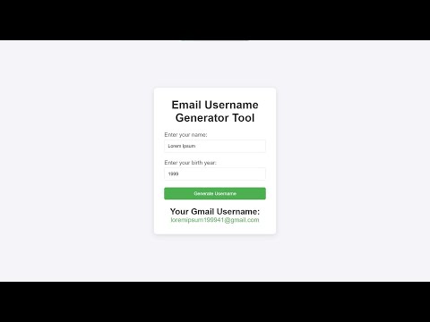 Email Username Generator Tool Using Html Css And Javascript With Source Code