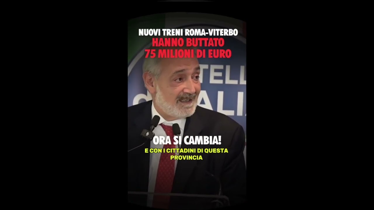 ROCCA: "HANNO BUTTATO 75 MILIONI DI €, ORA SI CAMBIA, NUOVI TRENI SULLA ROMA-VITERBO"