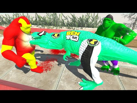 BEN 10 T REX vs HULK GORO GRAVEYARD DEATH CLIMB - Animal Revolt Battle Simulator