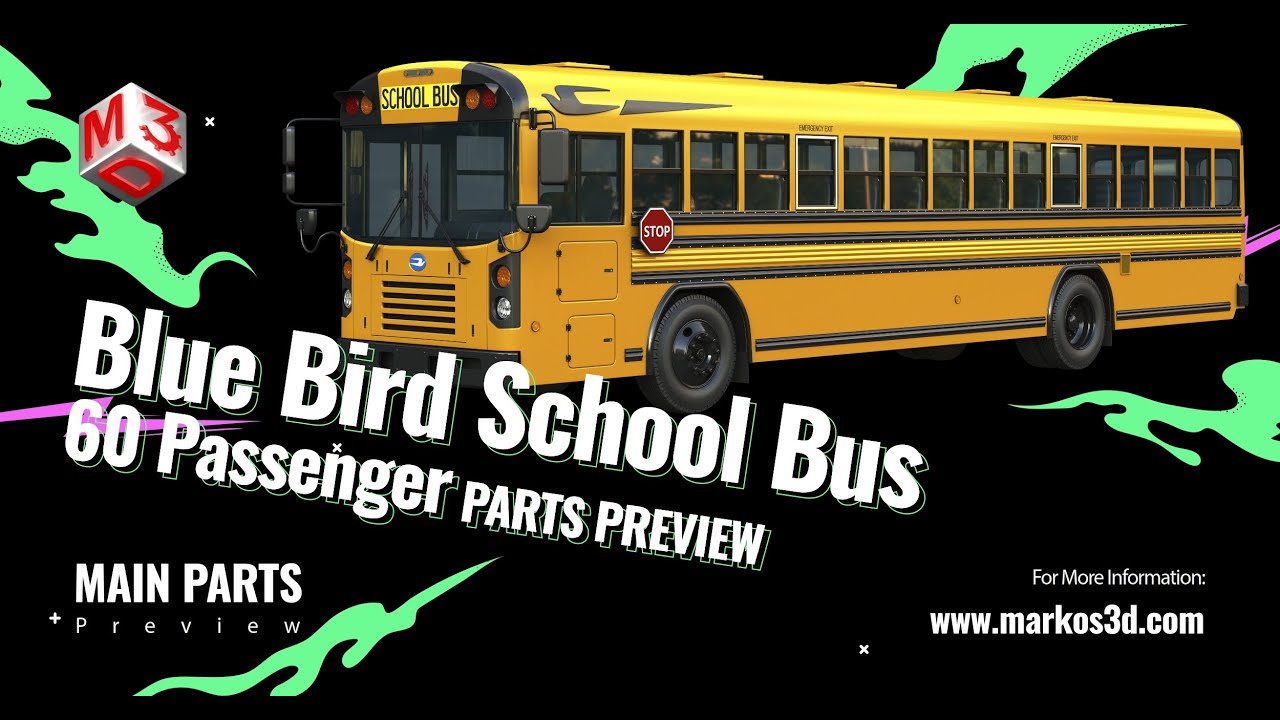 Blue Bird School Bus - 60 Passenger 3D Model