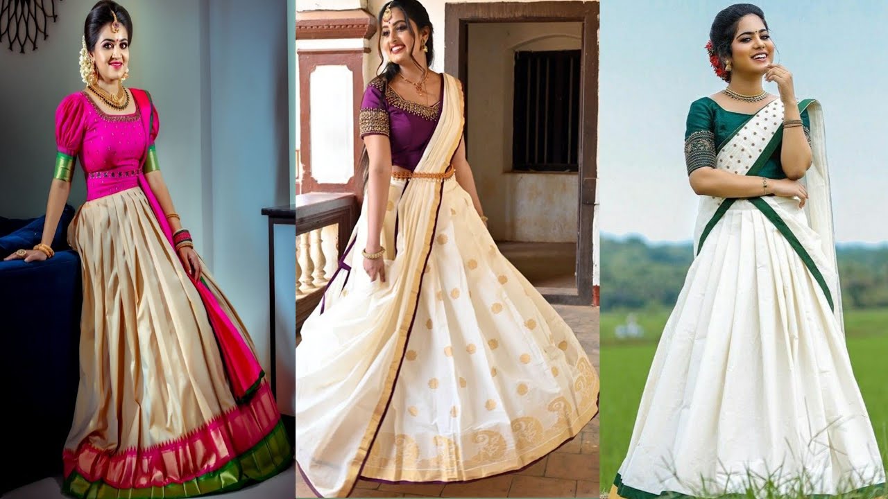 Watch video Engagement Kerala Style Dhavani Dress🥰 | Kerala Half Saree | Kerala Wedding Dhavani Now Engagement Kerala Style Dhavani Dress🥰 | Kerala Half Saree | Kerala Wedding Dhavani