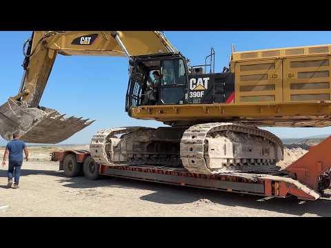 Cat 390F Excavator Transport Across A Massive Site– Heavy Haul In Action 4K - Sotiriadis-Labrianidis