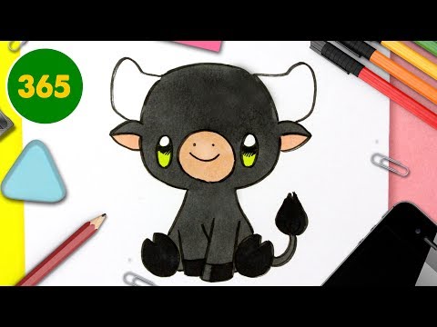 COMMENT DESSINER UN TAUREAU KAWAII - Comment dessiner des animaux kawaii faciles