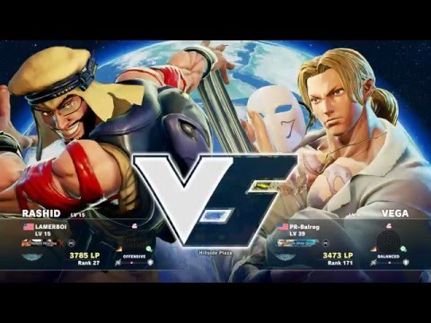 Street Fighter V Ranked Match: LAMERBOI (Rashid) vs PR Balrog (Vega)
