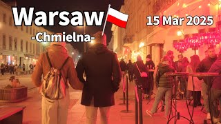 Spring Walk Warsaw Chmielna Poland - March 2025 | Walking Tour