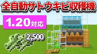 1.20対応【マイクラ統合版】毎時2,500個！全自動サトウキビ＆竹収穫機の作り方【PE/PS4/Switch/Xbox/Win10】ver1.20