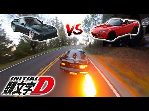 RX7 FD VS NC MIATA TOUGE BATTLE | REAL LIFE INITIAL D?!