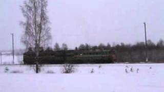 preview picture of video 'A Russian locomotive (double) in Imatra, Finland 2012-01-17 near by the Russian frontier'