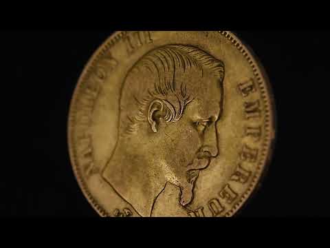 Moeda, França, Napoleon III, 50 Francs, 1859, Paris, VF(30-35), Dourado