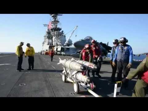 USMC Harriers loaded with laser guided bombs before ISIL Libya strike August 1 2016