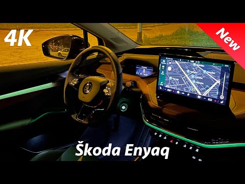 Škoda Enyaq iV 2021 - NIGHT Review in 4K | Crayz Matrix LED Headlights & Beautiful Ambient Lights