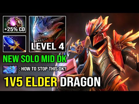 NEW 1v5 Elder Dragon Form Solo Mid Dragon Knight with 100% Full Aghanim + Octarine Core Dota 2