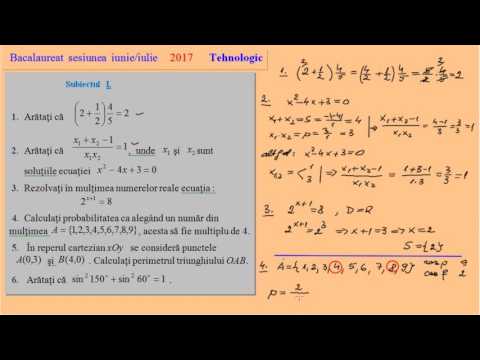 Bacalaureat 2017, M2 Tehnologic, Sesiunea Iulie