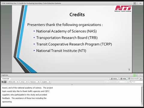 Webinar TCRP WebDoc 71 Train Detection/Protection Systems 100218