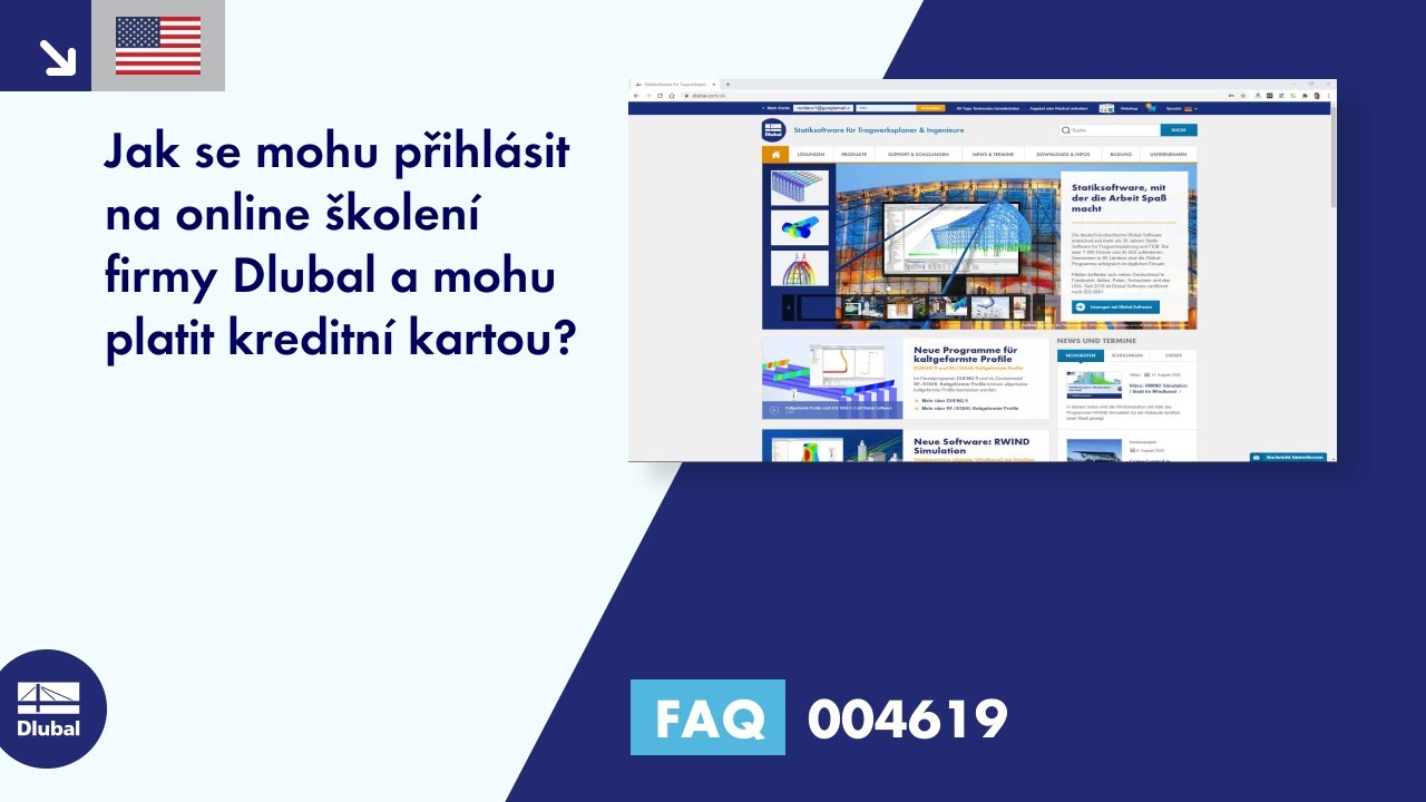 FAQ 004619 | Jak se mohu přihlásit na online školení společnosti Dlubal Software a mohu platit kreditní kartou?