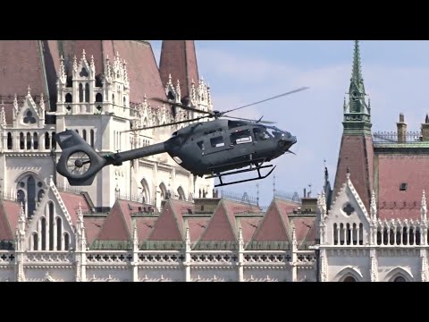 Practice Demo Flights over the Danube in Budapest | Hungarian Air Force Helicopters
