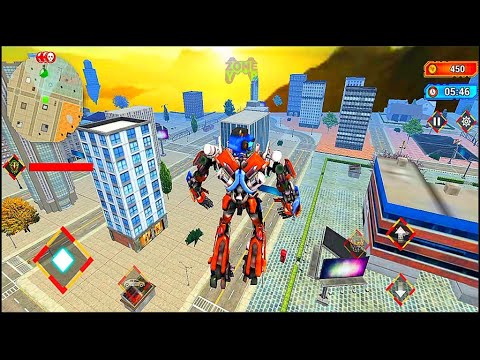 Grand Flying Robot Tornado Car Transform: Robot Transformation Game - Android Gameplay