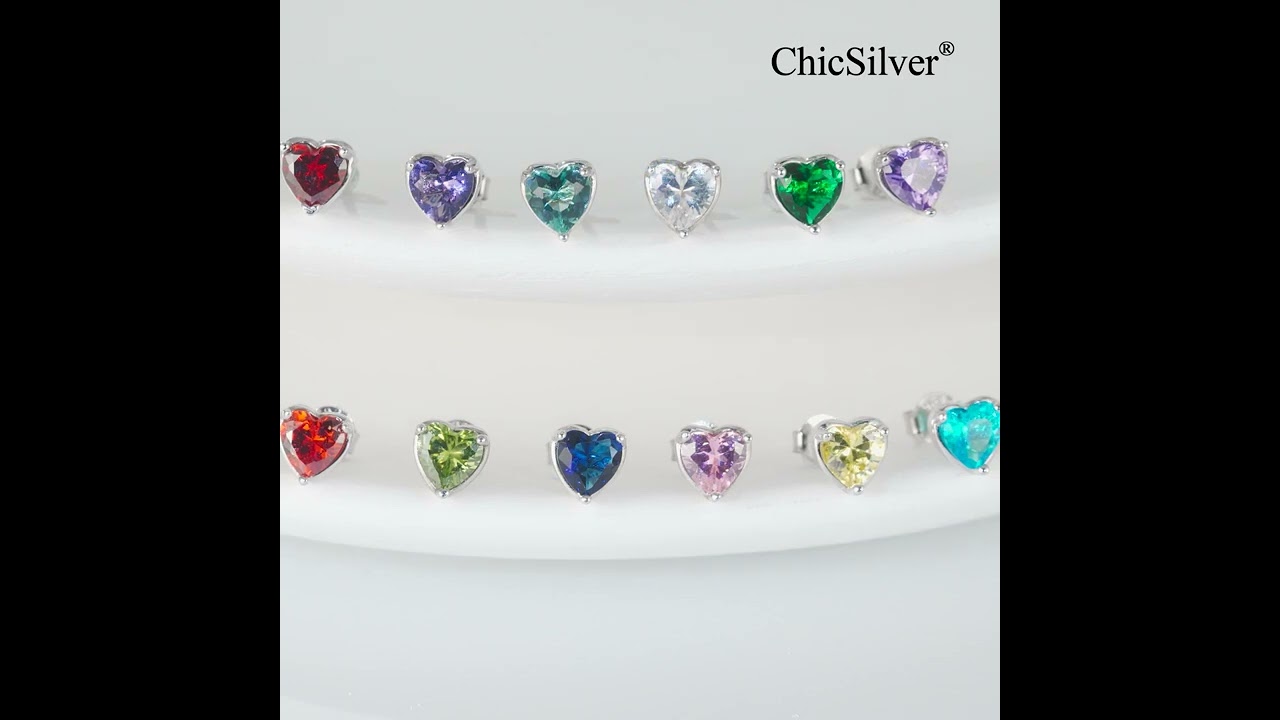 ChicSilver Plata de Ley 925 Pendientes para Mujeres con Piedras de Nacimiento Joyería de 12 Meses