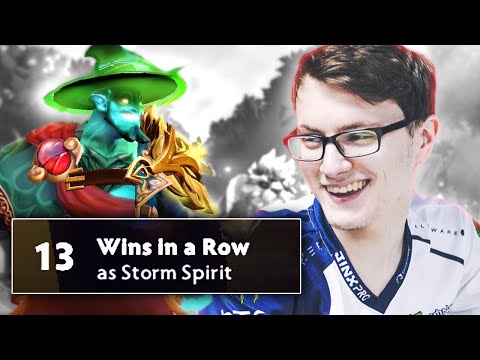 MIRACLE 100% Win Rate STORM SPIRIT Looks Like.. (13 WINS IN A ROW!)