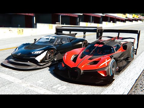 Bugatti Bolide GTR Concept vs Mercedes-AMG Project One GTR Concept at 24 KM Drag Race