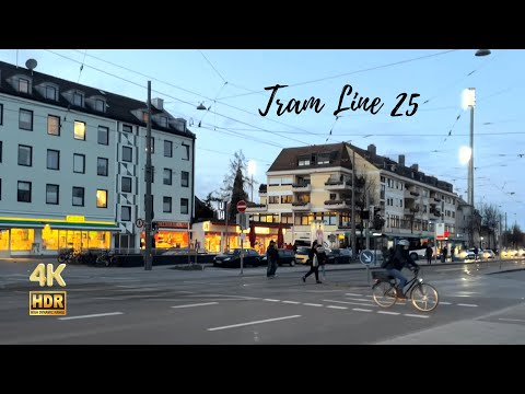 Walking in Munich along the Tram Line 25 Pt. 3 - Klinikum Harlaching to Wettersteinplatz - 4K HDR