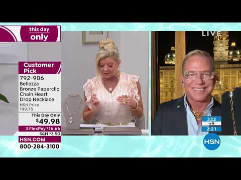 Bellezza 20" Bronze Paperclip Chain Heart Drop Necklace