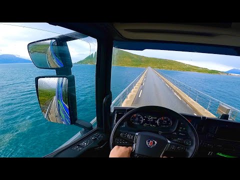 POV Driving Scania S540 - Skjervoy island  Rv.866 (Driving in the rain)