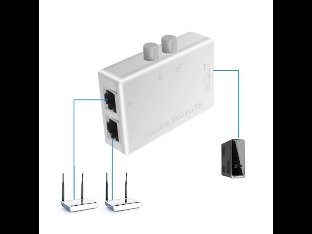 Vídeo relacionado con CERRXIAN Conmutador de red 2 puertos,RJ45 Network Key-Press Switch Splitter Selector Box,100M 2 in 1 Out o 1 in2 Out, 2 Port Network Hub