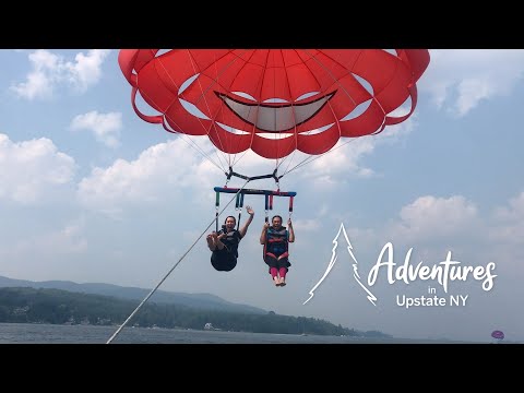 Parasailing offers a stunning birds-eye view above Lake George