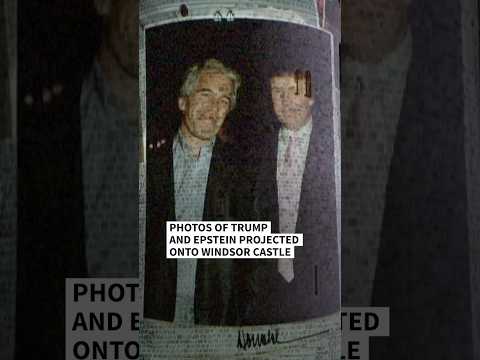 Photos of Trump and Epstein projected onto Windsor Castle | AFP