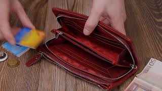 Добротный женский кошелек-клатч с двумя молниями из натуральной кожи ST Leather 22528 бордовый