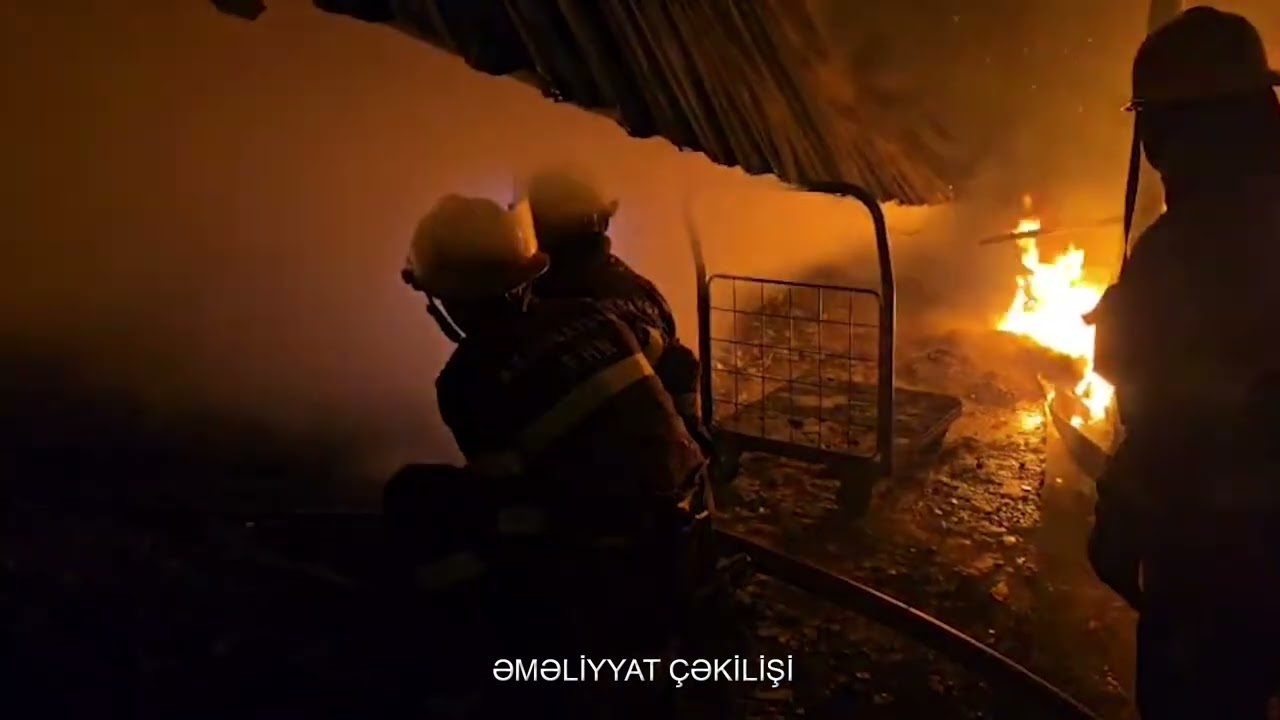 Maştağada böyük obyektdə güclü yanğın olub VİDEO