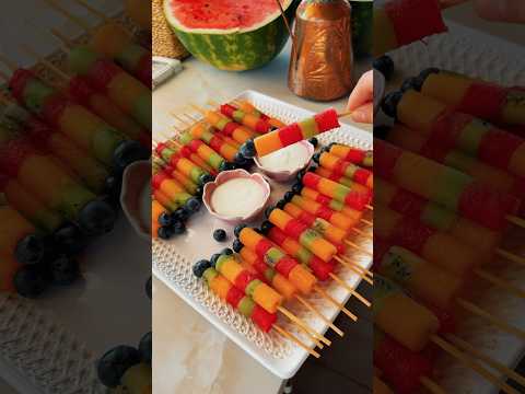 Rainbow Fruit Sticks 🥝 With Yogurt Dip😍 #abirzkitchen #fruit
