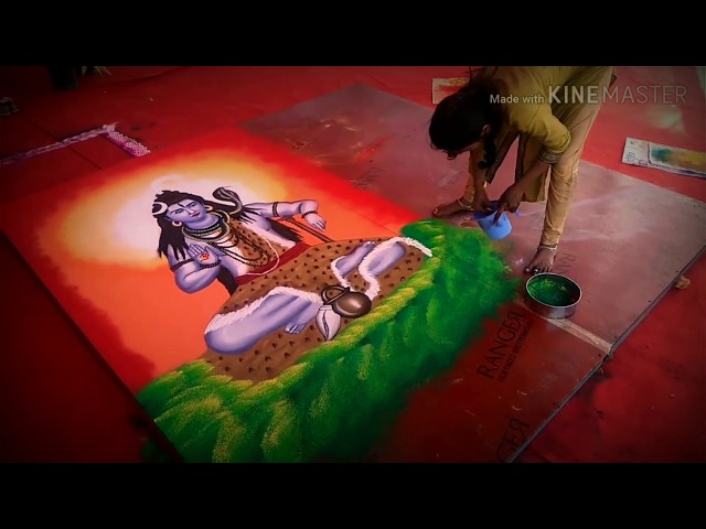 Lord shiva portrait rangoli design by rajshri bhagwat