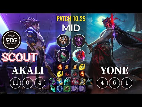 EDG Scout Akali vs Yone Mid - KR Patch 10.25