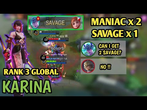 Karina's Perfect Maniac and Savage | BEST BUILD FOR KARINA | MOBILE LEGENDS