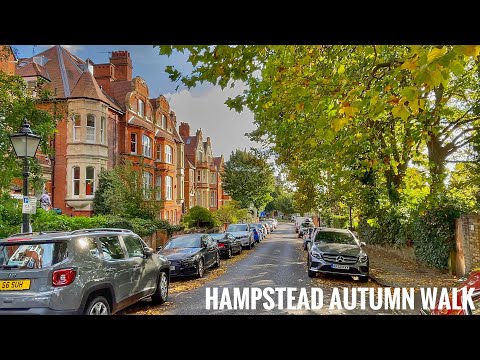 Walking London Hampstead Side Streets in Autumn - October 2021 [4K HDR]