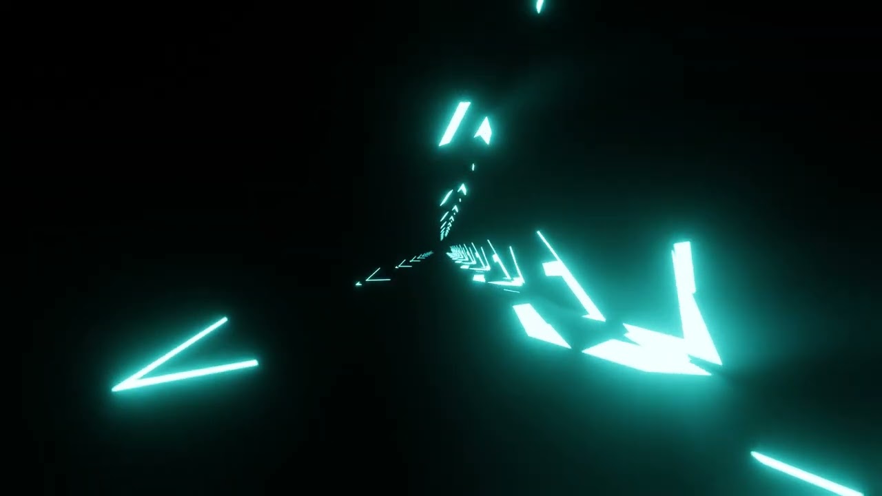 Abstract Background Video 4k VJ LOOP NEON Teal Sci-Fi Triangle Tunnel Calming Screensaver