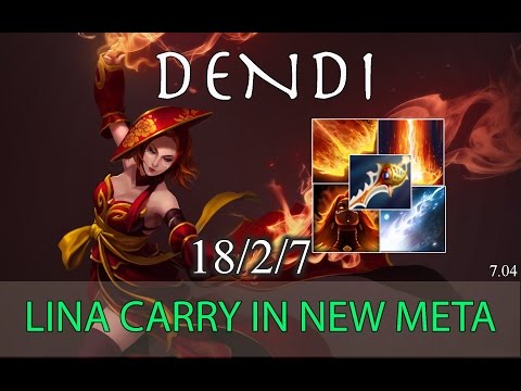Lina- Dota2 7.04- Dendi- New carry mid in new meta- Eazy Dota2