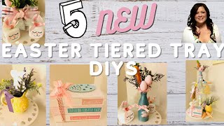 5 NEW EASTER TIERED TRAY DIYS | EASY | DOLLAR TREE TIERED TRAY DIYS | THRIFT FLIPS