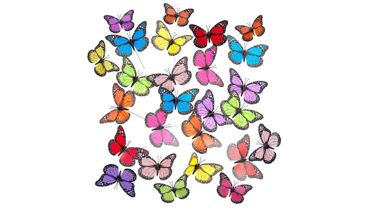 relaxdays Gartenstecker Schmetterlinge 72 Stück, Mehrfarbig