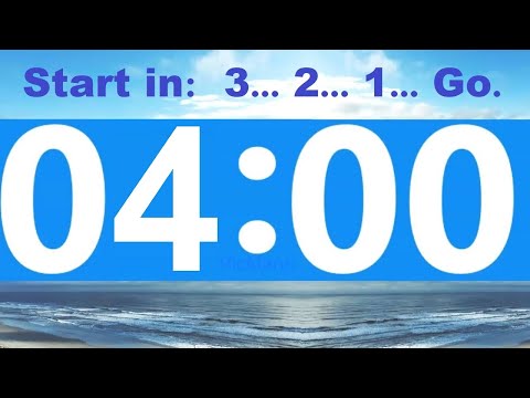 4 Minute Countdown Timer -Beep & Time Remaining at Each Minute * NO ADS DURING TIMER -No Music