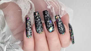 November nails with Cat eye magnetic gel polish and aurora flakes.