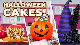 My TOP 3 HALLOWEEN CAKES! Jack-O-Lantern, Witch Hat and CANDY APPLE! | How to Cake It