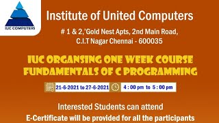 One week online course on the topic of Fundamentals of C Programming - Day 5