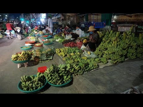 Early Morning Vegetable Market @Chhbar Ampov - Walk Around Street Food Long National Road 1