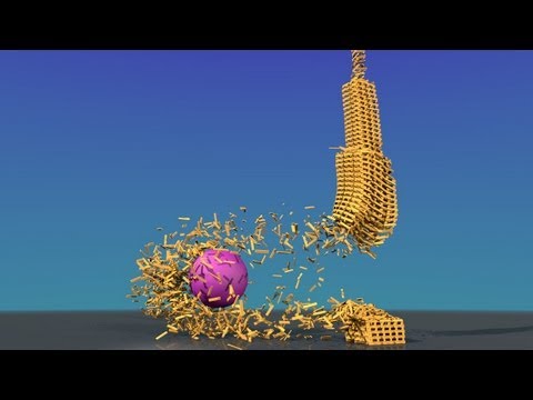 Keva planks tower loud demolition - Blender Bullet Physics Engine