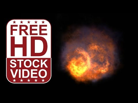 Free Stock Videos – Visual Effects big burning fireball with dark smoke on black bg